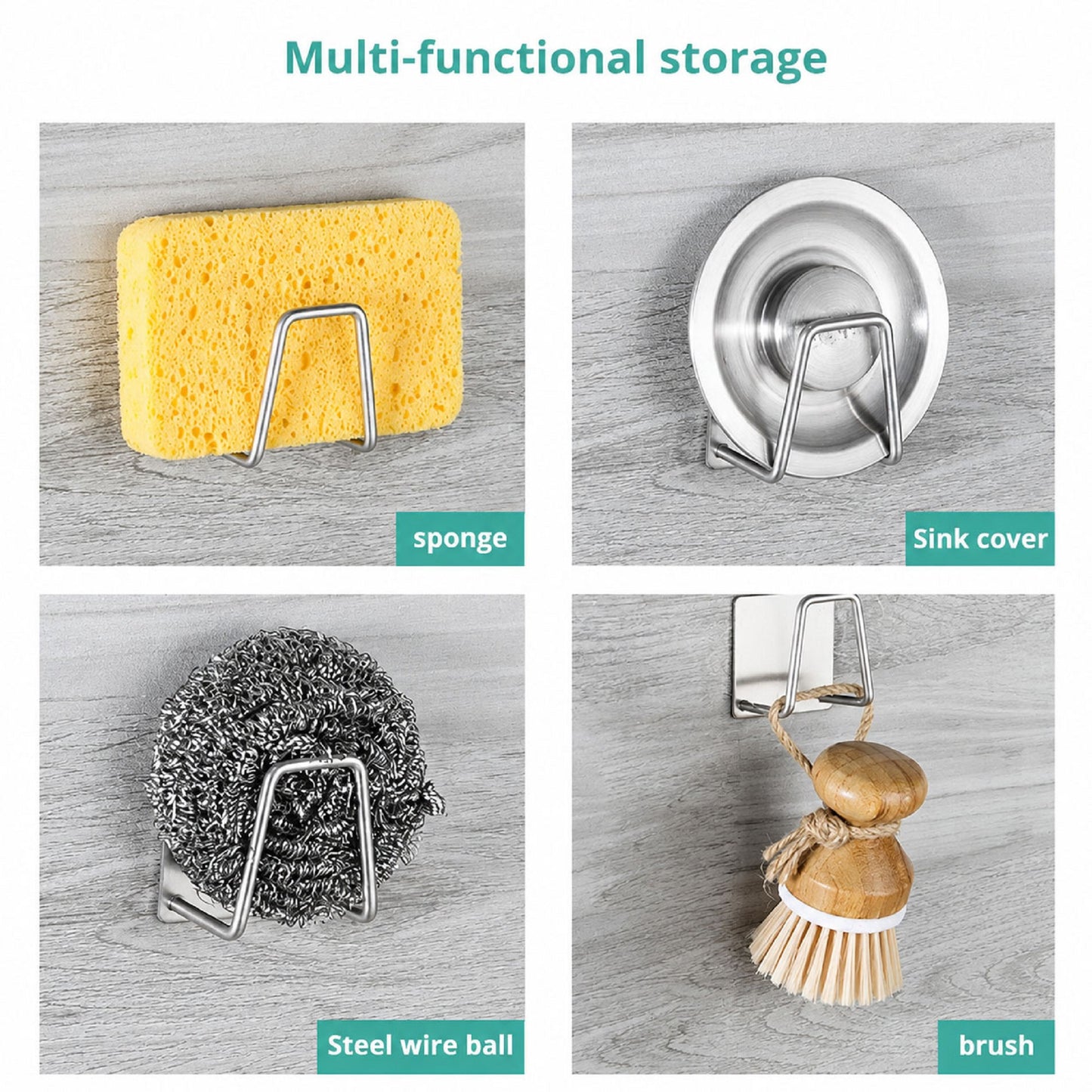 1-3-6pc Stainless Steel Sink Sponge Rack