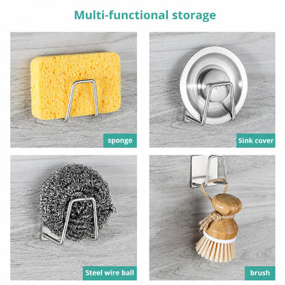 1-3-6pc Stainless Steel Sink Sponge Rack