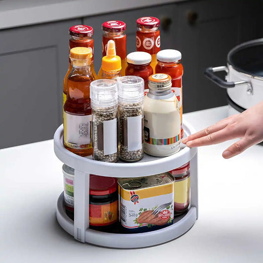2-Layer 360-Degree Rotating Spice Storage Rack