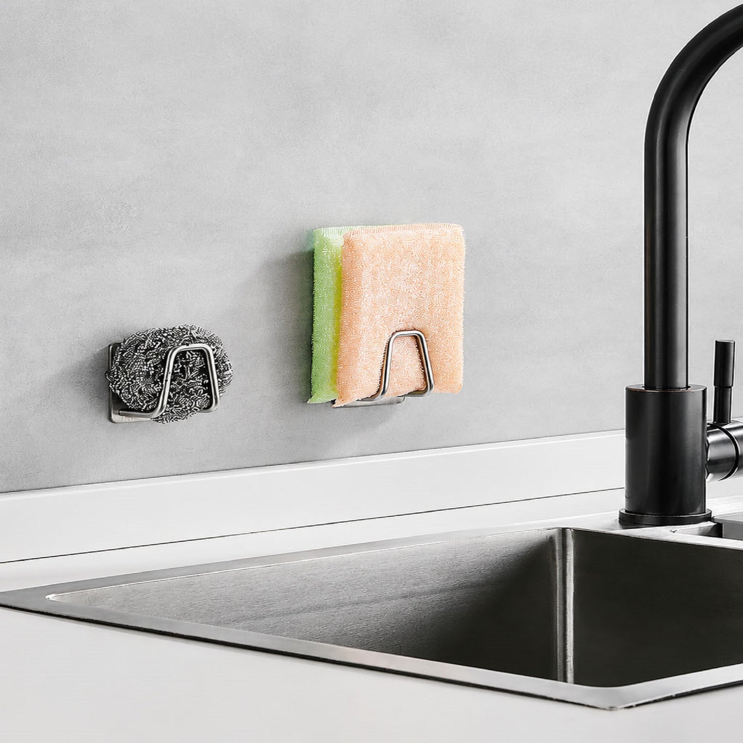 1-3-6pc Stainless Steel Sink Sponge Rack