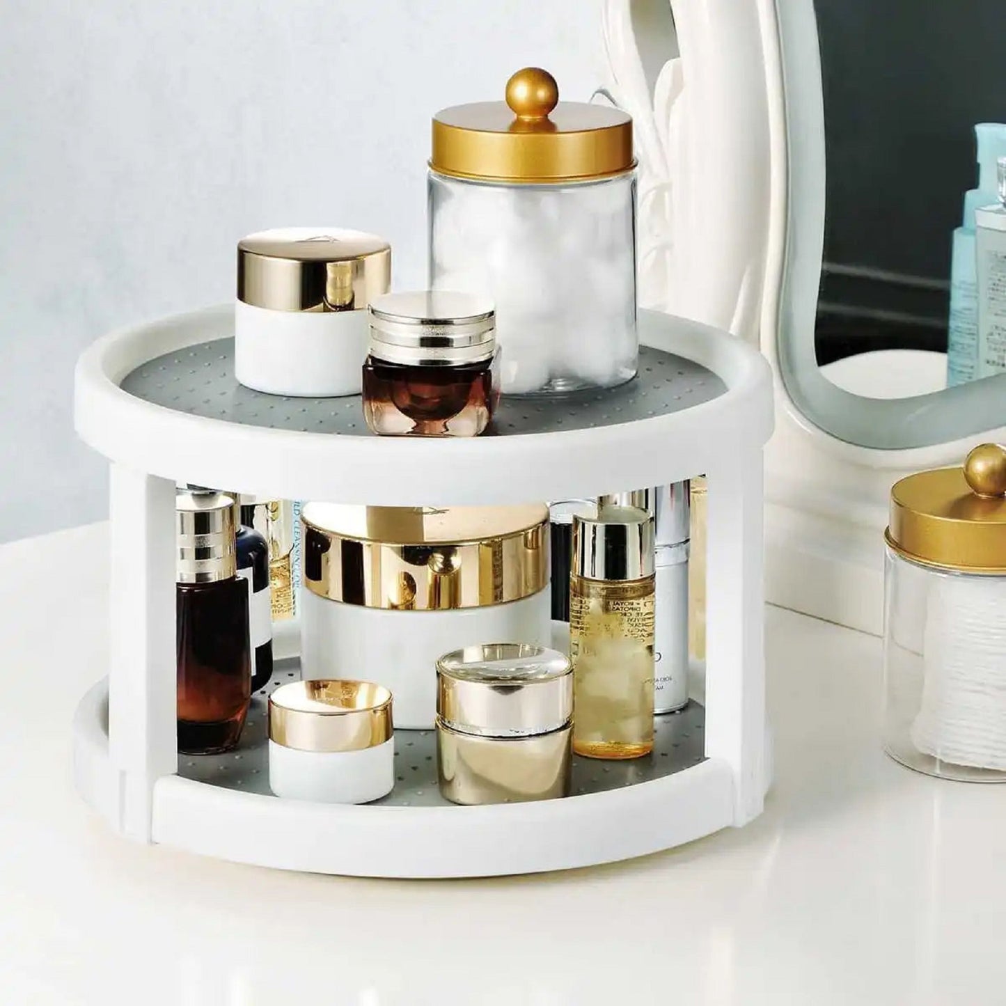 2-Layer 360-Degree Rotating Spice Storage Rack