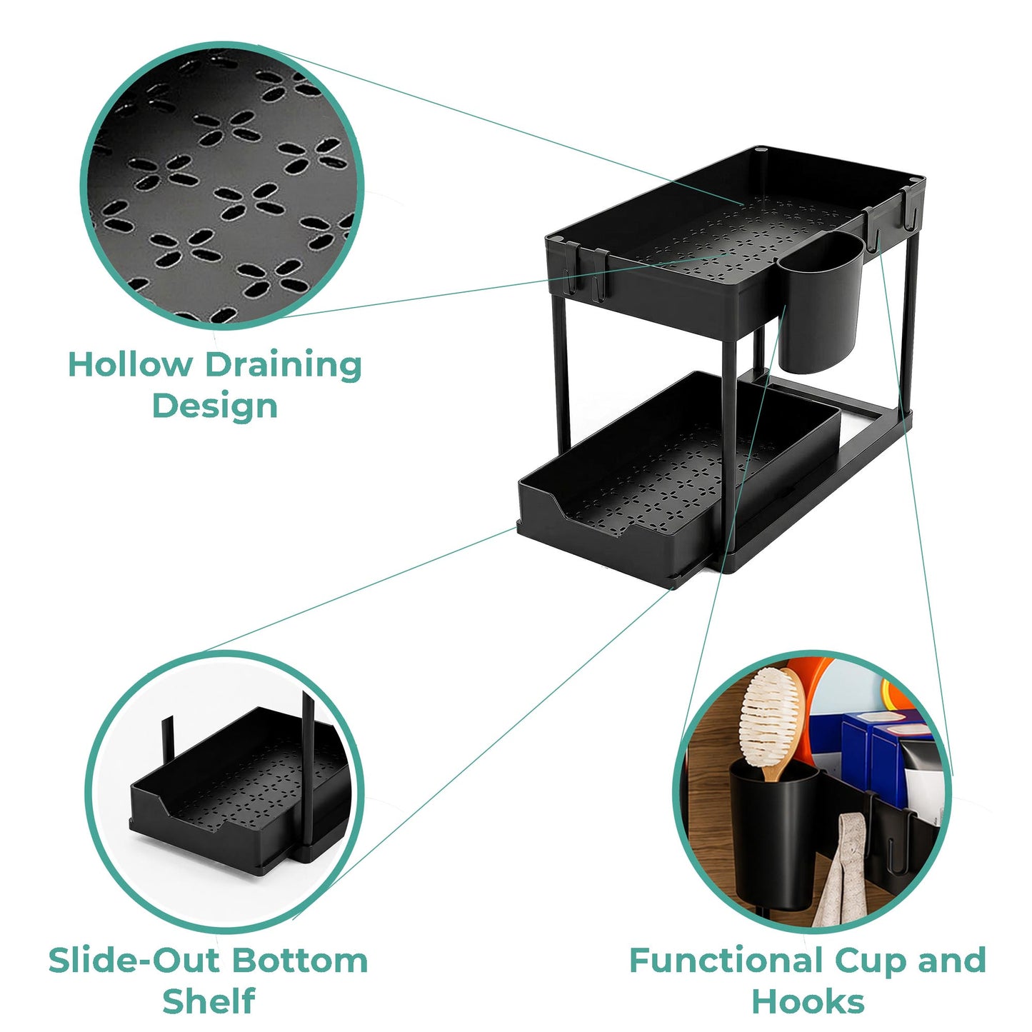 2-Tier ‌Sliding Under Sink Organizer