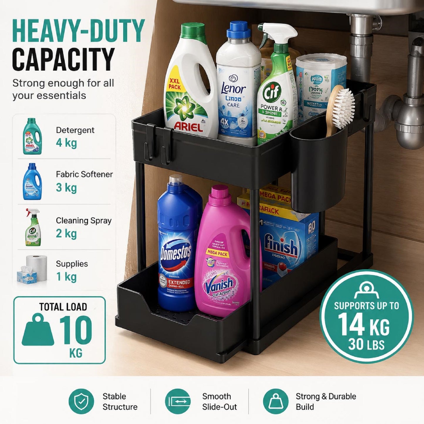 2-Tier ‌Sliding Under Sink Organizer